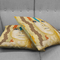 Badu Black woman portrait influenced throw pillows to bless your couch.  Blck Prism brings you Black art inspired lifestyle products. 